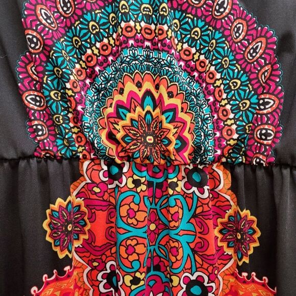 Bongo Strapless Sleeveless BOHO Mini Dress in Vibrant Multi Color Size S - Picture 4 of 9